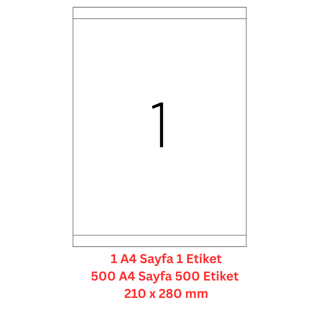 A1 Lazer Etiket tw-2100 500 A4 Sayfa Lazer Etiket 210 x 280 mm Boyutunda 1 A4 Sayfada 1 Etiket