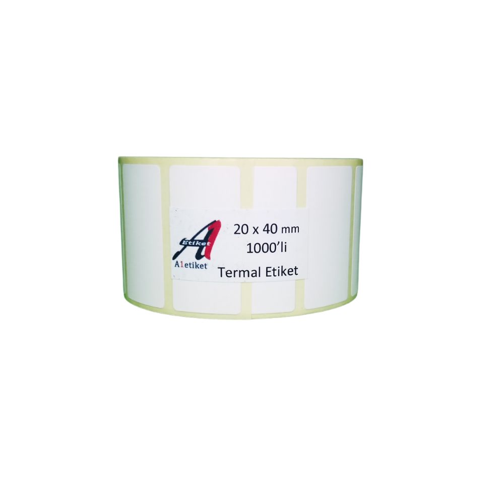 A1 Termal Etiket 20 x 40 mm 100,000 Adet Termal Barkod Etiketi 1.000 Sarımlı 100 Rulo