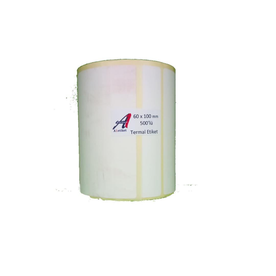 A1 Termal Etiket 60 x 80 mm 50,000 Adet Termal Barkod Etiketi 500 Sarımlı 100 Rulo