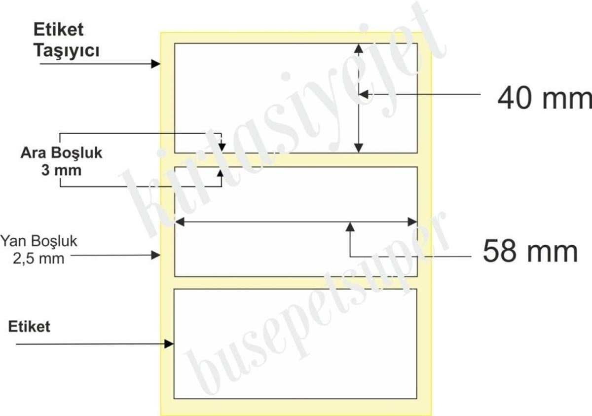 A1 Terazi Etiketi 40 x 58 mm 50,000 Adet Termal Barkod Etiketi 500 Sarımlı 100 Rulo