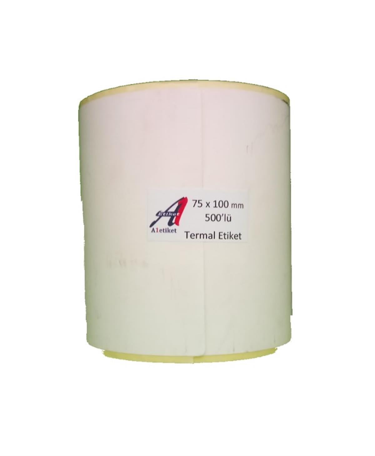 A1 Termal Etiket 75 x 100 mm 3.000 Adet Termal Barkod Etiketi 500 lü Sarım 6 Rulo Çift