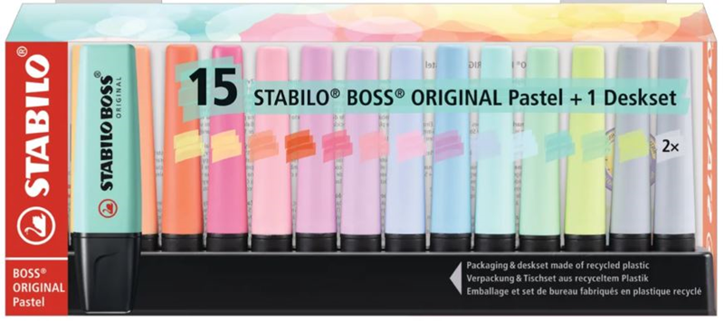 Stabilo Fosforlu Kalem Boss Orginal Set 15 Li Yeni Pastel 7015-2-5