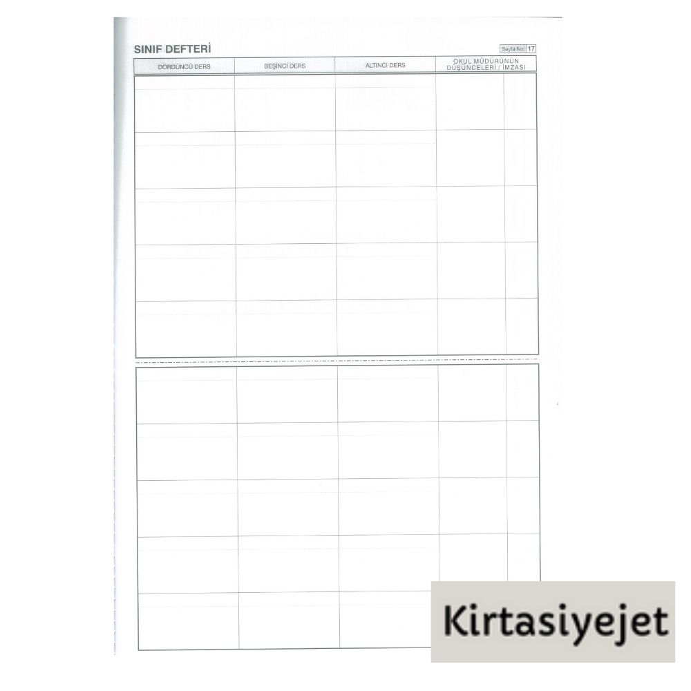Takvimli Sınıf Defteri 6 Derslik Yoklamasız Ders Defteri Sert Kapak 25 x 35 cm