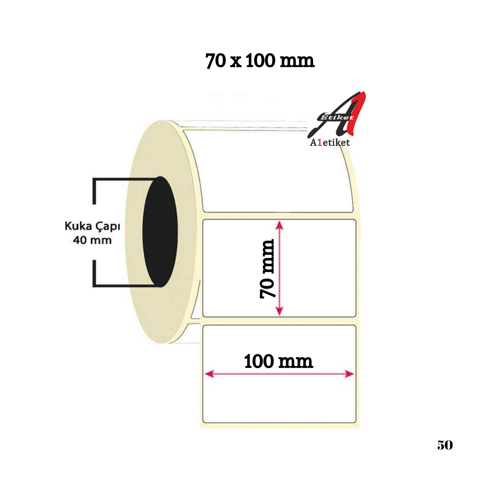 Termal Etiket 70 x 100 mm 1 Rulo  500 Adet Termal Barkod Etiketi