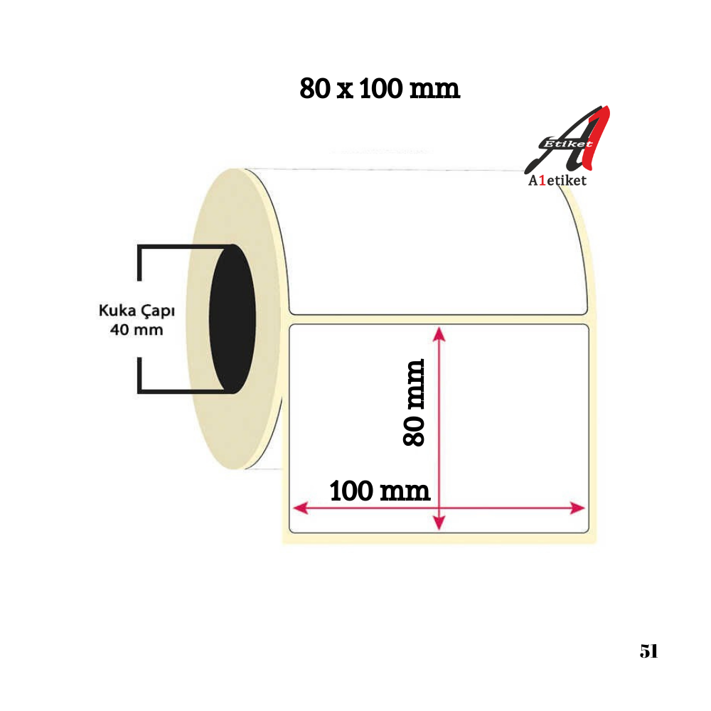 Termal Etiket 80 x 100 mm 1 Rulo  500 Adet Termal Barkod Etiketi 