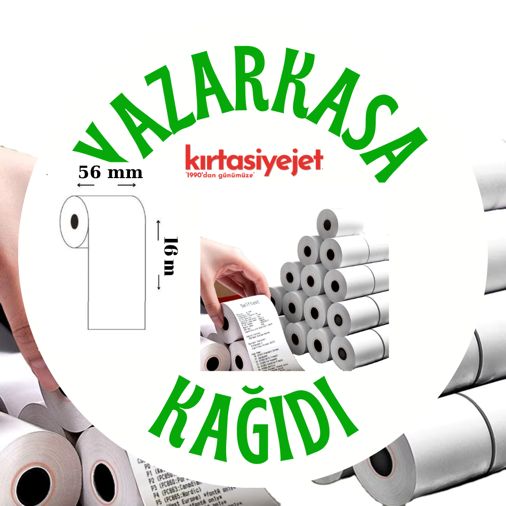 Yazar Kasa Kağıdı 56x16 Termal Pos Kağıdı Rulosu 10 Rulo - Tüm Pos Cihazlara Uyumlu