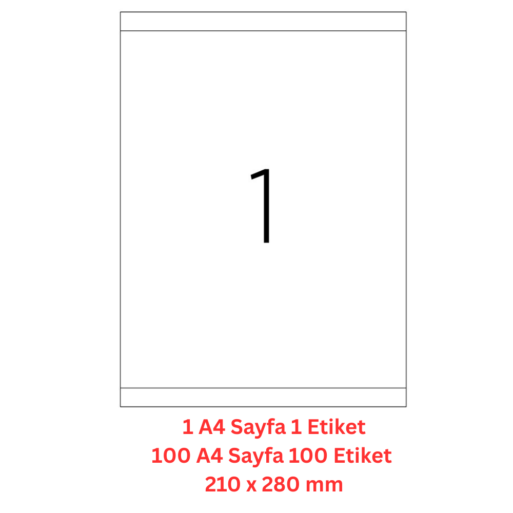A1 Lazer Etiket tw-2100 100 A4 Sayfa Lazer Etiket 210 x 280 mm Boyutunda 1 A4 Sayfada 1 Etiket
