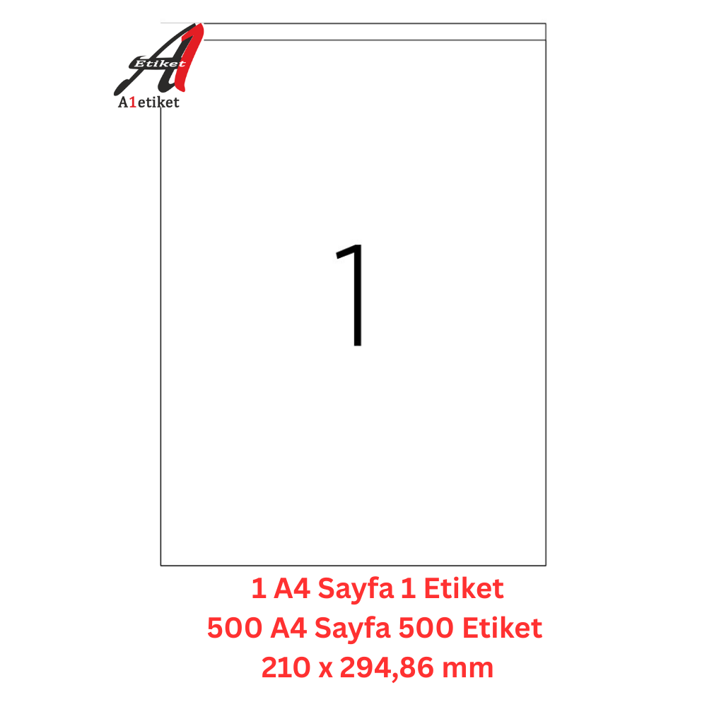 A1 Lazer Etiket tw-2294 500 A4 Sayfa Lazer Etiket 210 x 294,86 mm Boyutunda 1 A4 Sayfada 1 Etiket
