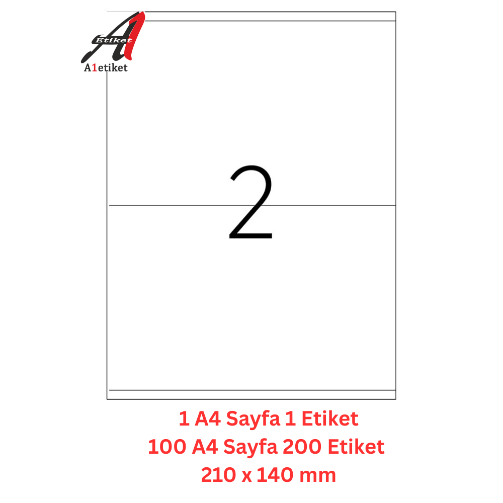 A1 Lazer Etiket tw-2302 100 A4 Sayfa Lazer Etiket 210 x 140 mm Boyutunda 1 A4 Sayfada 2 Etiket