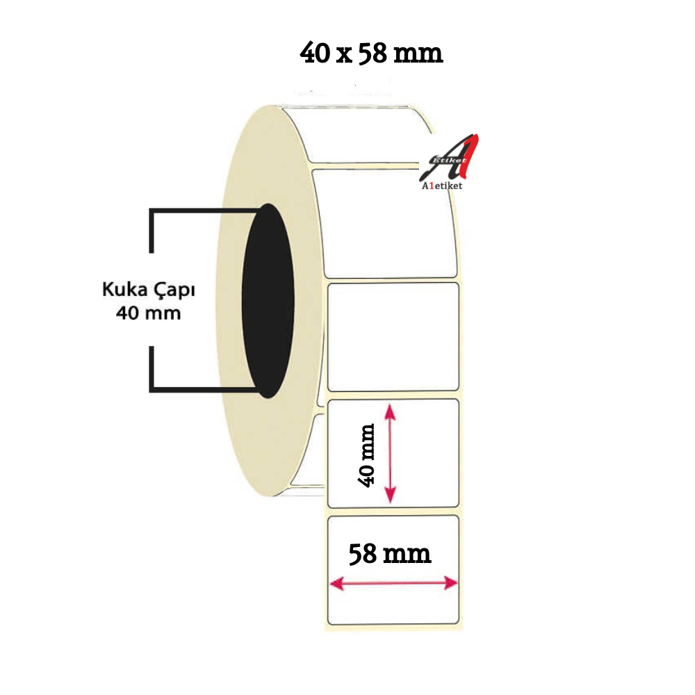 A1 Termal SARI ECZANE Etiketi 40 x 58 mm 50,000 Adet Termal Barkod Etiketi 500 Sarımlı 100 Rulo