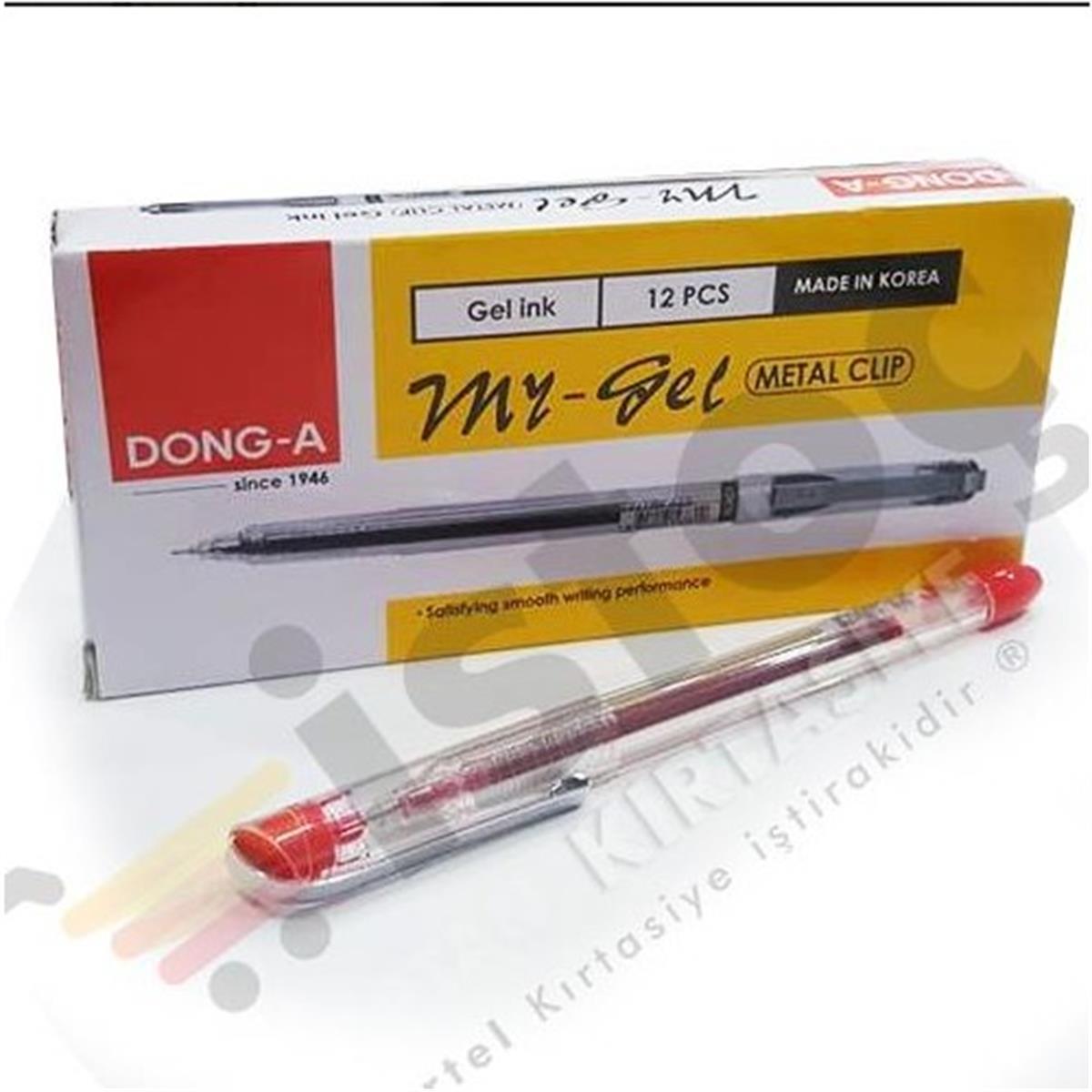 Dong-A My-Jel İğne Uçlu Metal Klipsli 0,5 Kırmızı Jel İğne Uçlu Kalem 12 li Paket