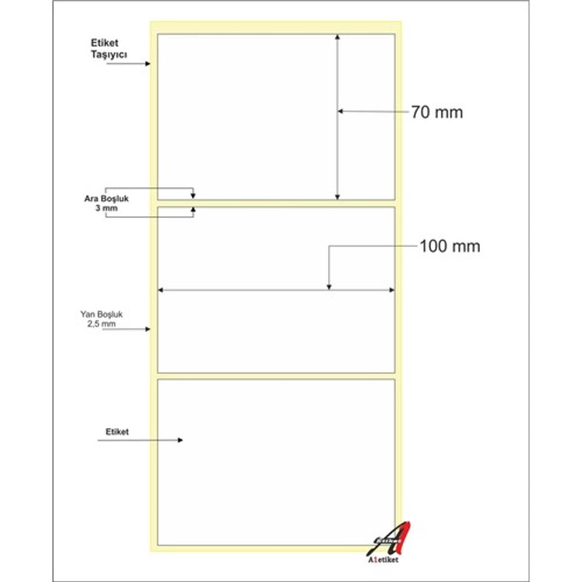 PİA Etiket 70 x 100 mm 3.500 Adet Termal Barkod Etiketi 10 Rulo 350 Sarımlı