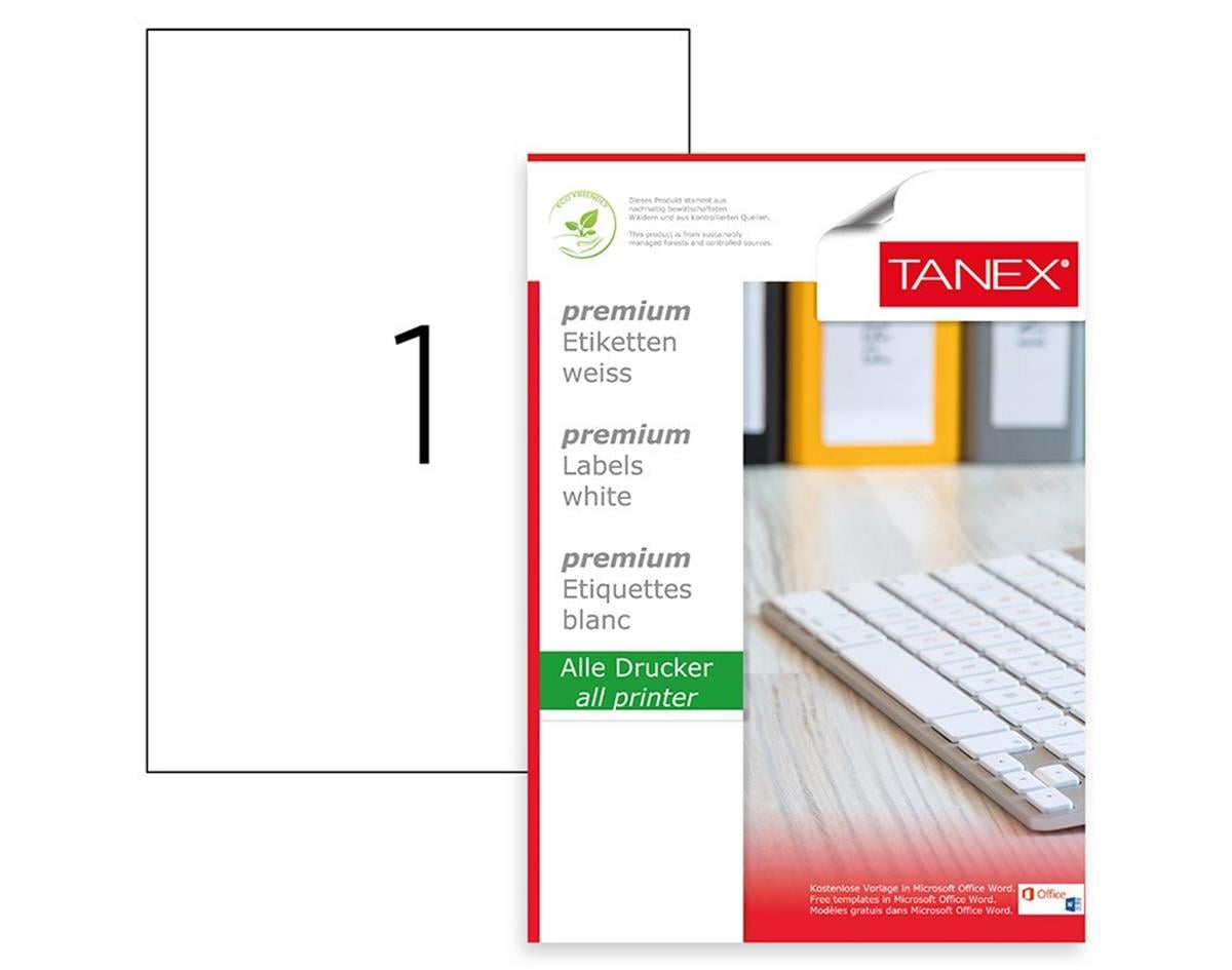 Tanex Lazer Etiket tw-2000 Şeffaf 210 x 297 mm 5 Paket 125 Sayfa Laser Etiket