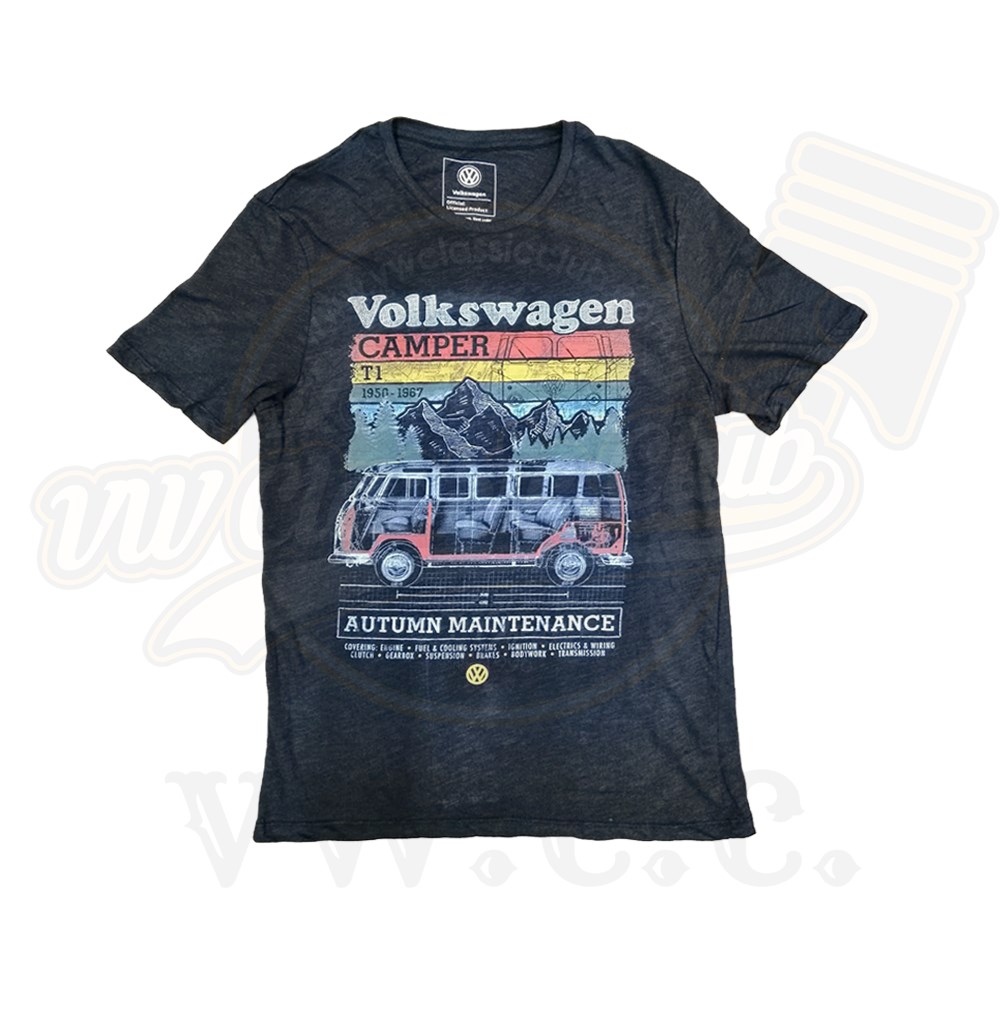 VW Lisanlı Siyah Baskılı T-Shirt 