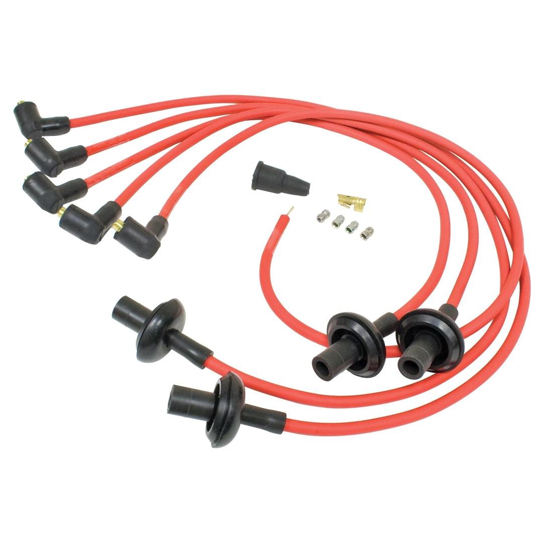 Ignation Cable Wire Set Red Spark Plug Cable Set Red 90 Degree B3-5202-3 and parts for VW - Volkswagen Beetle, Karmann Ghia, T1 Bus and T2 Minivan