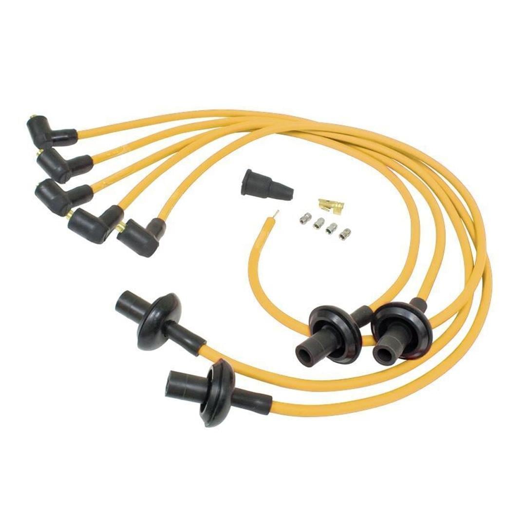 Ignition Cable Set 90 Degree Caps Spark Plug Wire Set Yellow 111198031A / B3-5202-0 and parts for VW - Volkswagen Beetle, Karmann Ghia, T1 Split Bus and T2 Bay Miniva