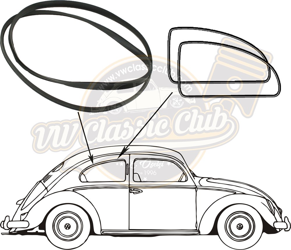 Rear Pop-Out Window Frame Seal (1100-1200) 113847135 - VW Club | Volkswagen Beetle Spare