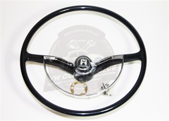 Steering Wheel Complete Black (1100-1200-1300) 311498651D - VW Classic Club  | Volkswagen Beetle Spare Parts