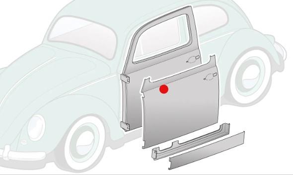 Passenger Side Door Skin For 1950-1966 Volkswagen Beetle – Key Parts #95-10-11-2
