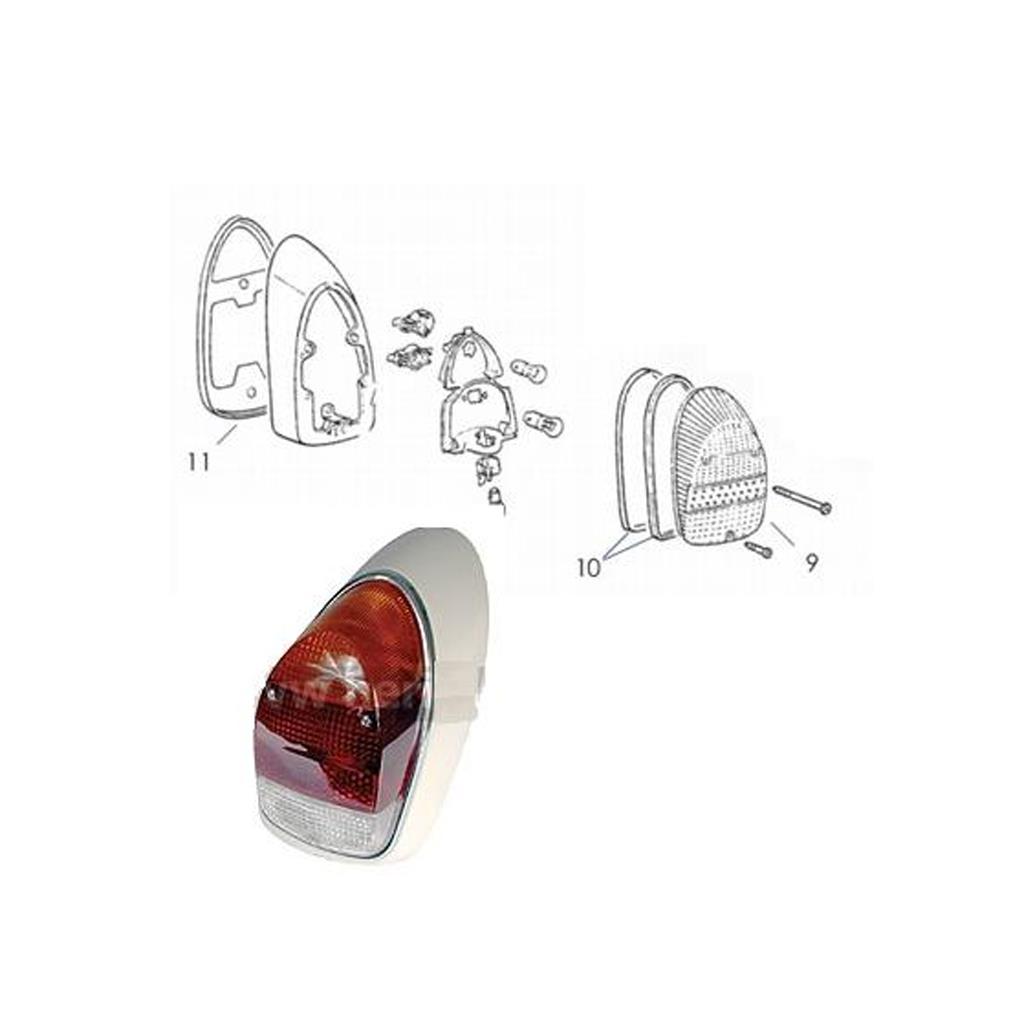 Complete Rear Light Left with Amber Clear and Red Lens - VW Classic ...