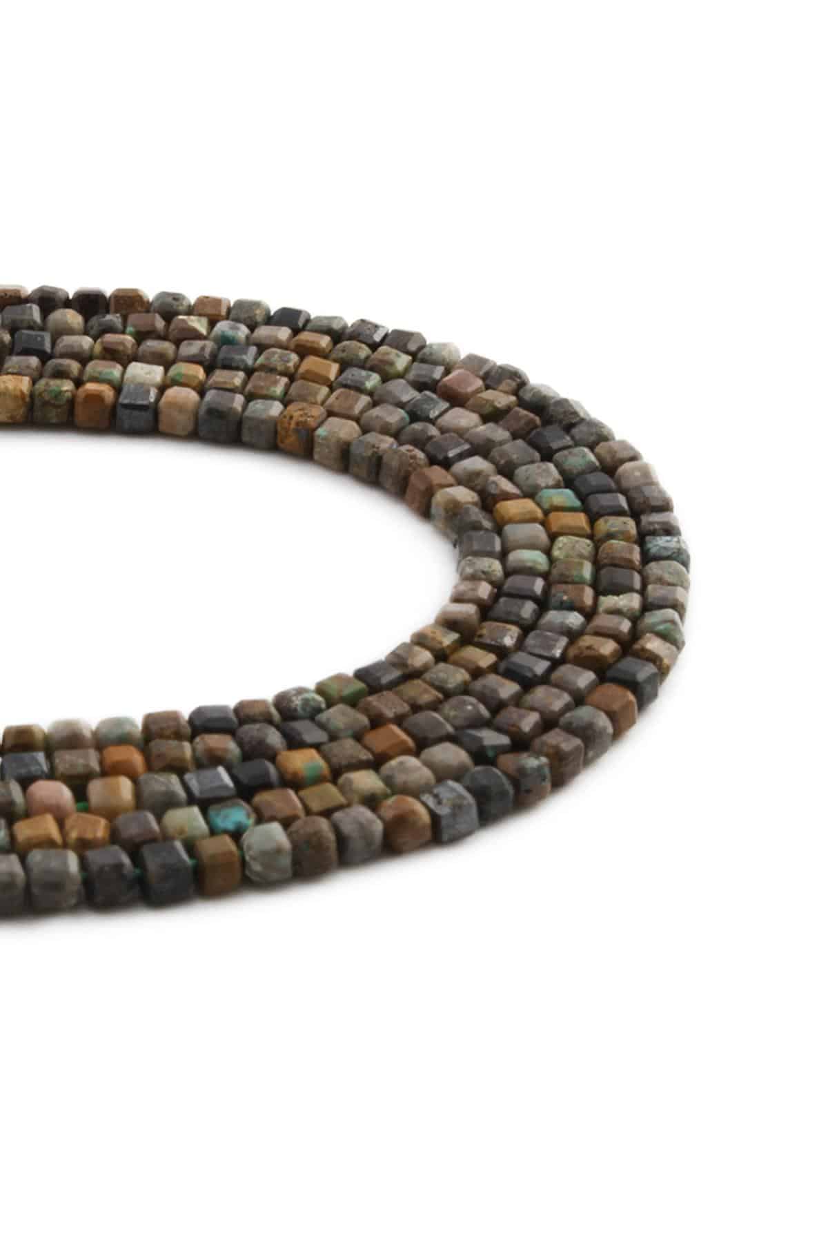 Afrika Turkuaz Doğal Taş Parlak Küp Kesim 3x3mm Dizi