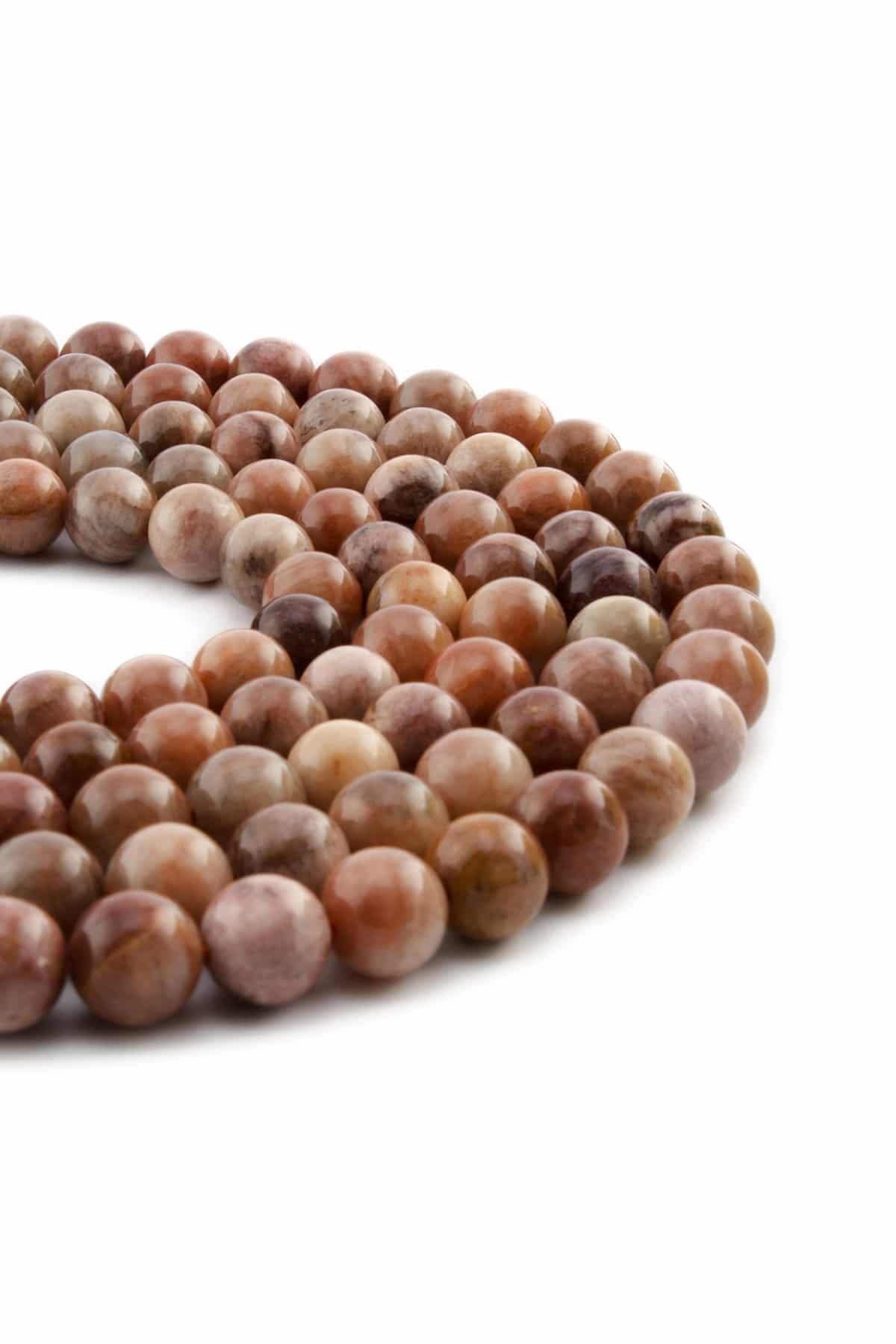 Ağaç Fosil Akik Doğal Taş Parlak Küre Kesim 8mm Dizi [AA]