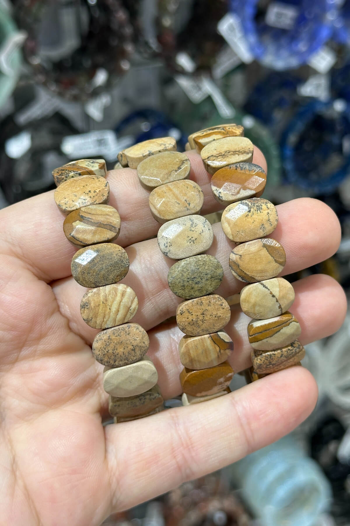 Ağaç Jasper Taşı Oval Kesim Bileklik