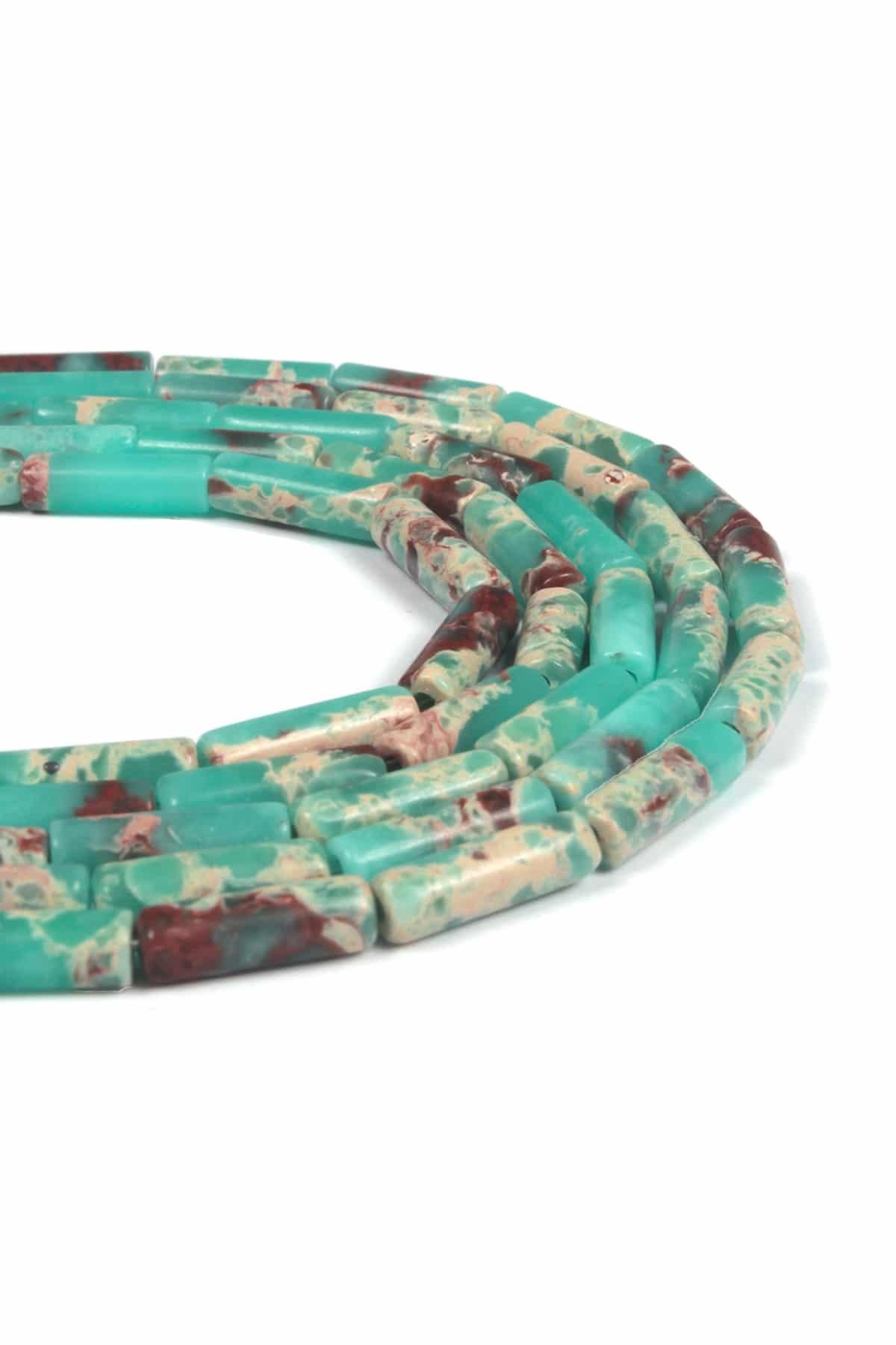 Agalmatolite Doğal Taş Parlak Yeşil Silindir Kesim 4x13mm Dizi [AA]