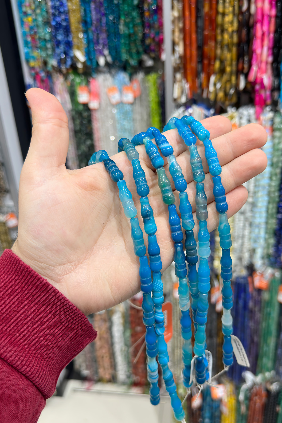 Akik Doğal Taş Mavi İmame Kesim 8x24mm Dizi