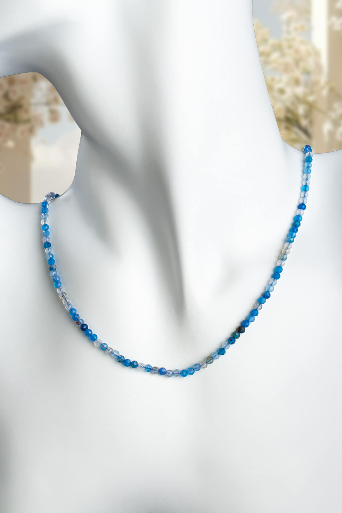 Akik Doğal Taş Mavi Kristal Küre Kesim 3mm Kolye