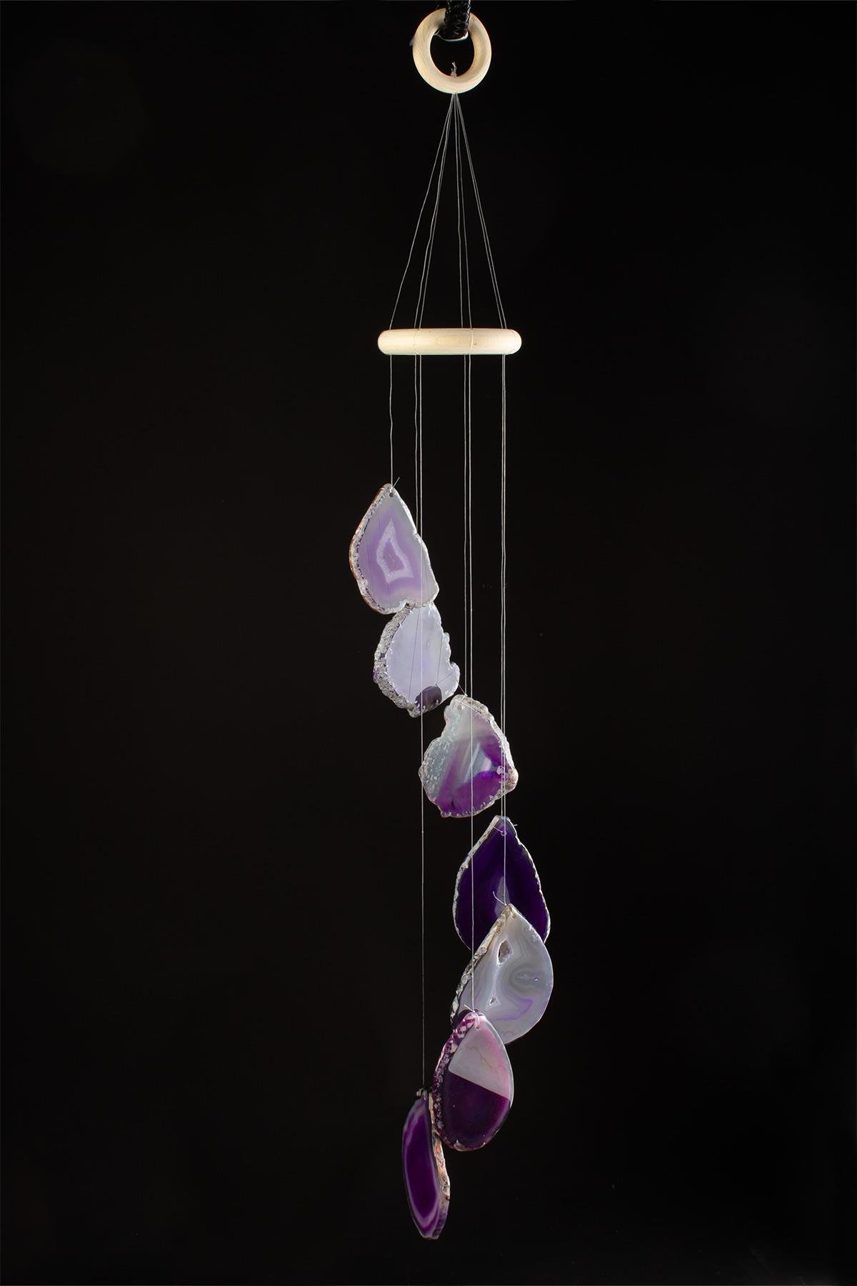 Akik Doğal Taş Mor Rüzgar Çanı