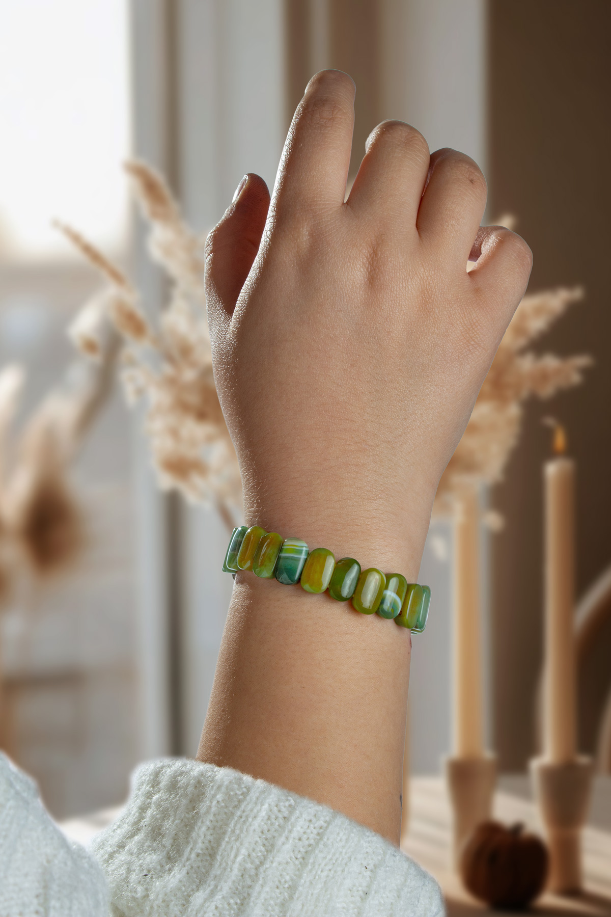 Akik Taşı Oval Kesim Bileklik