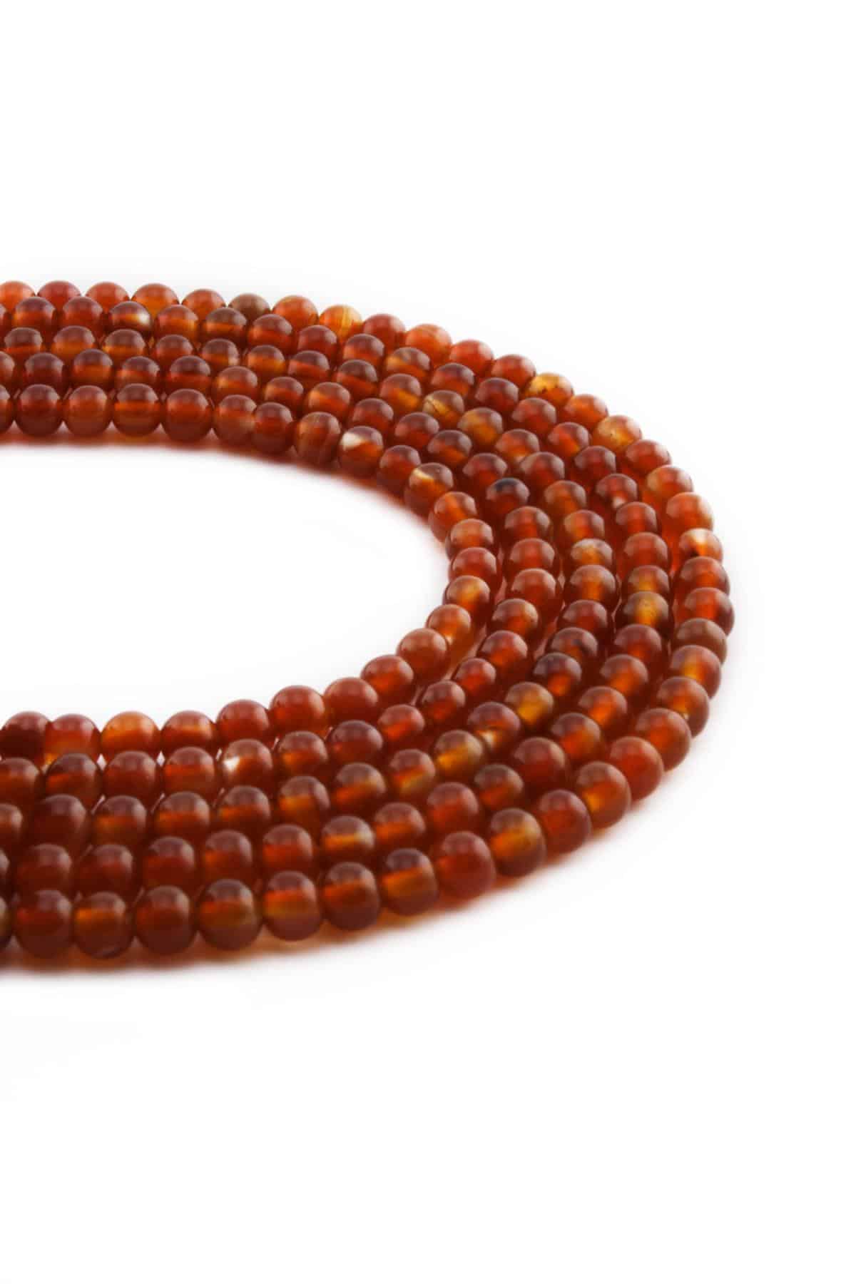 Karnelyan Akik Taşı Parlak Küre Kesim 4mm Dizi