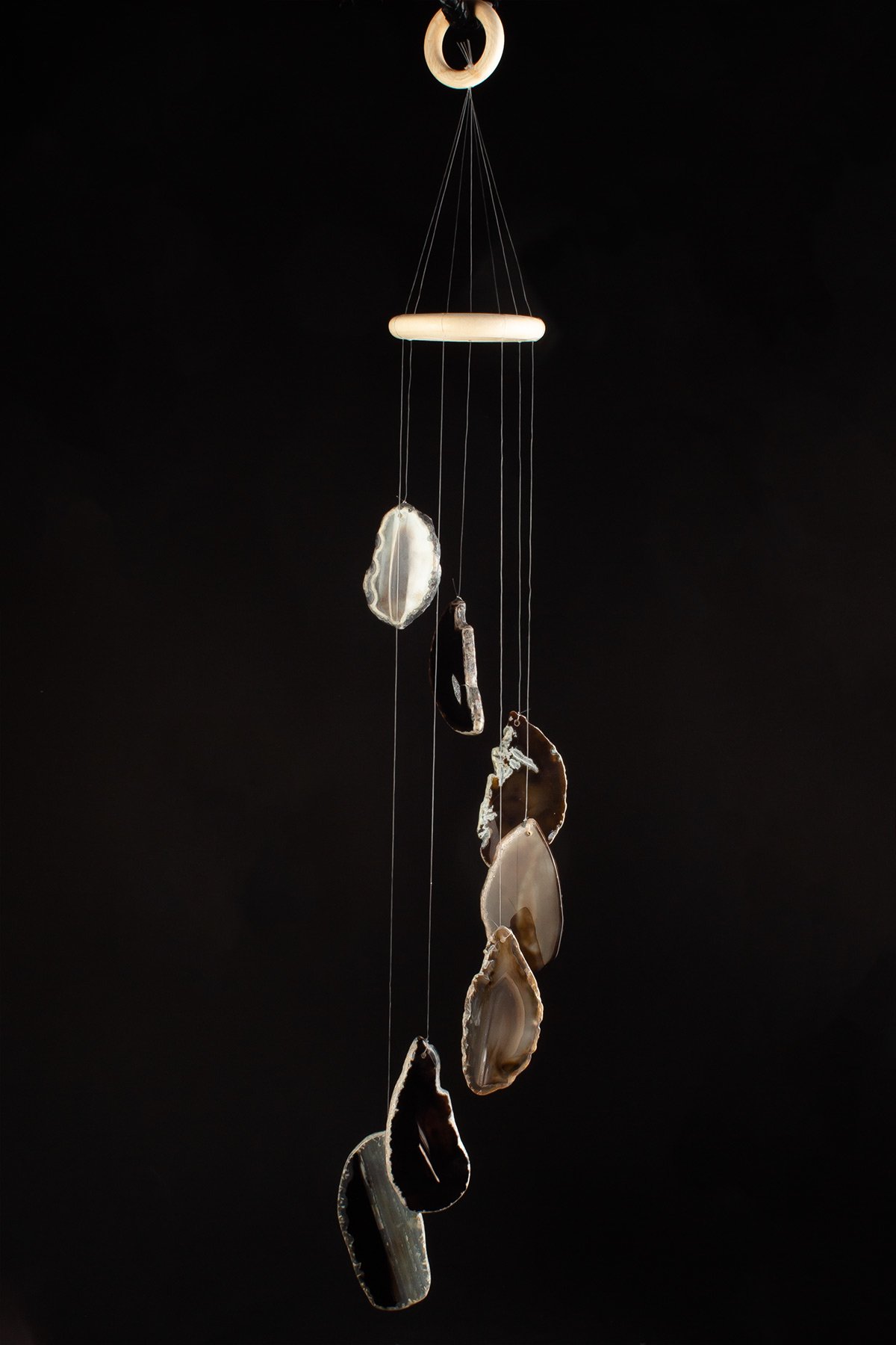 Akik Doğal Taş Siyah Rüzgar Çanı