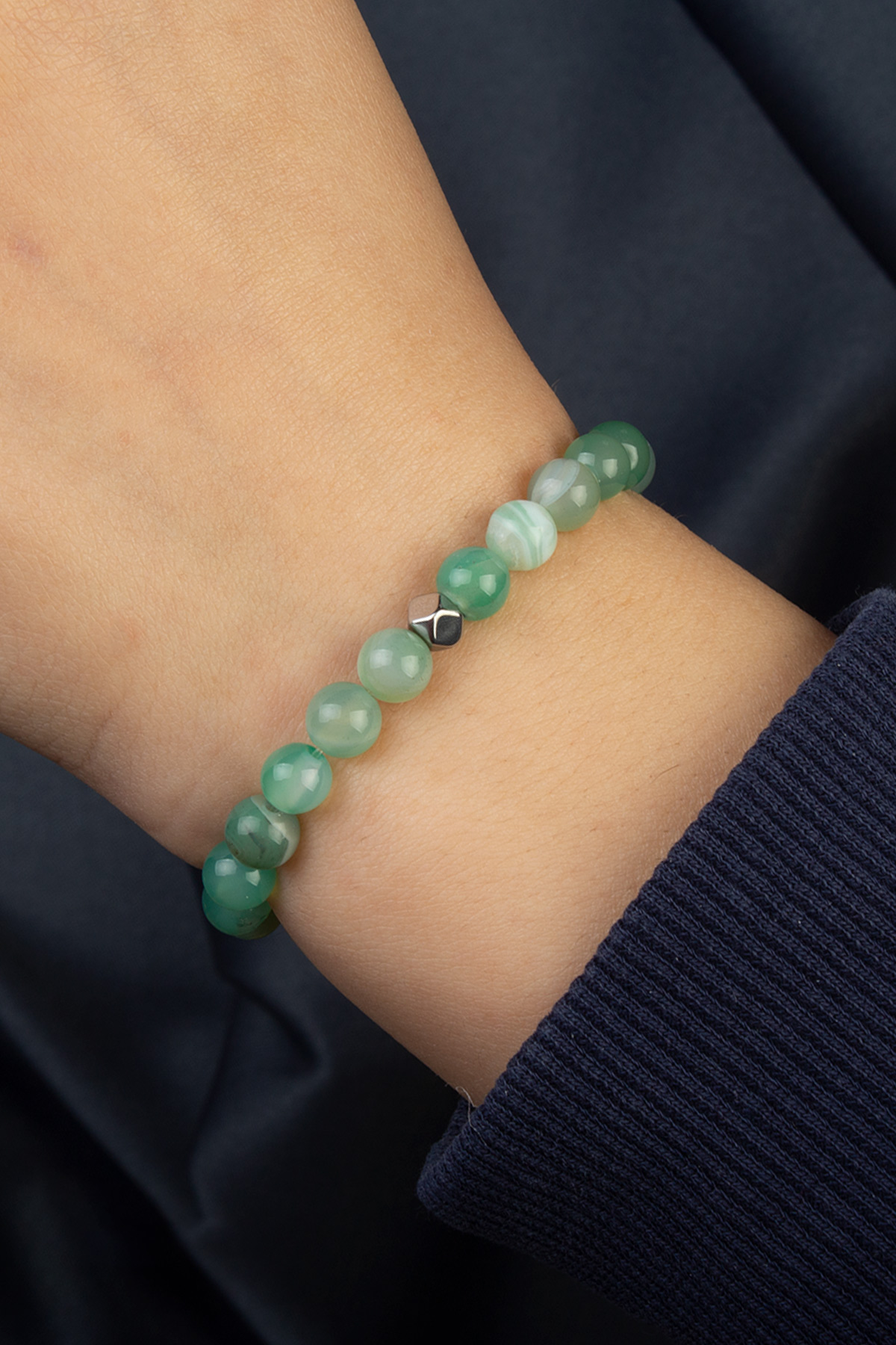 Akik Doğal Taş Yeşil Küre Kesim 6mm Bileklik