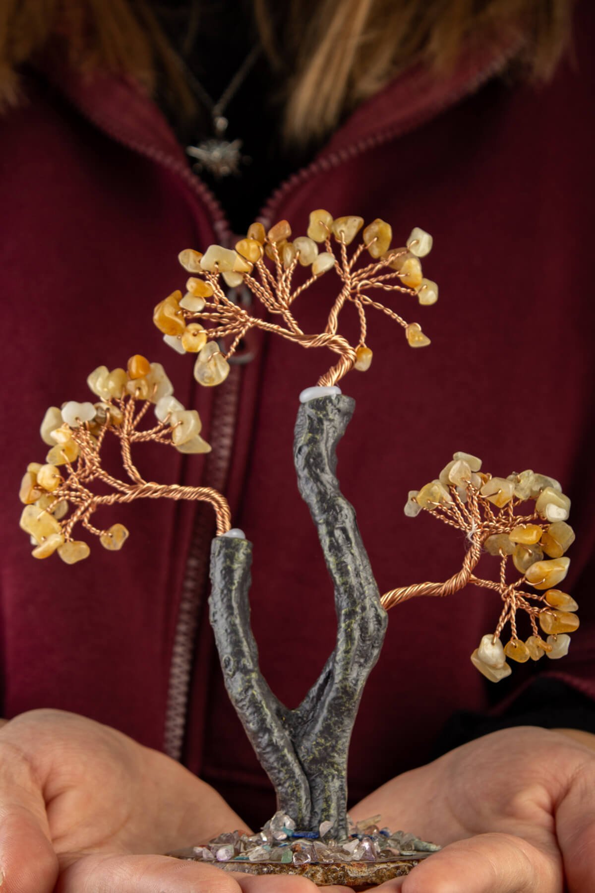 Akik Taşı El Yapımı 8x17cm Doğal Taş Dekoratif Hayat Ağacı