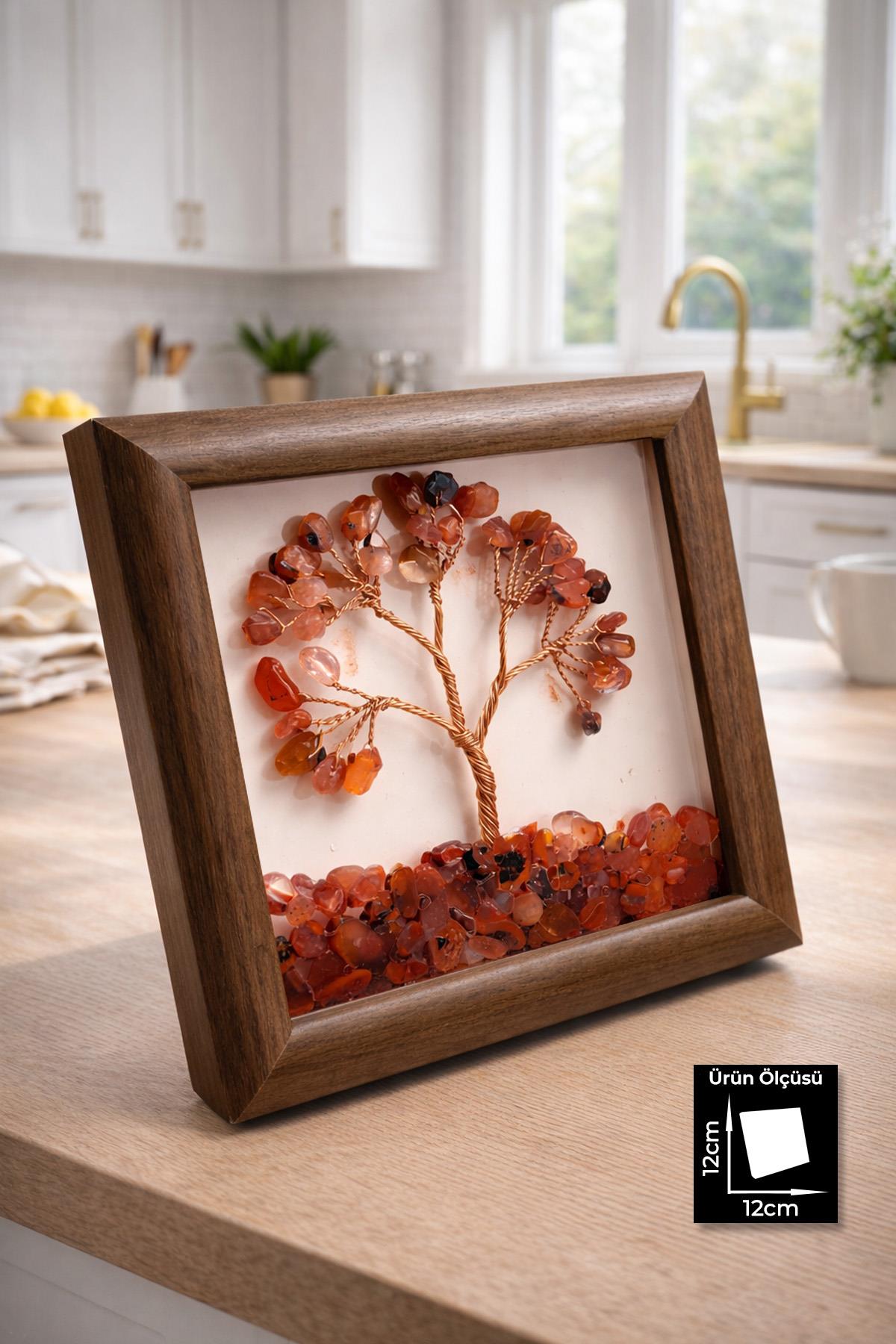 Akik Taşı Hayat Ağacı Tablosu 12x12mm