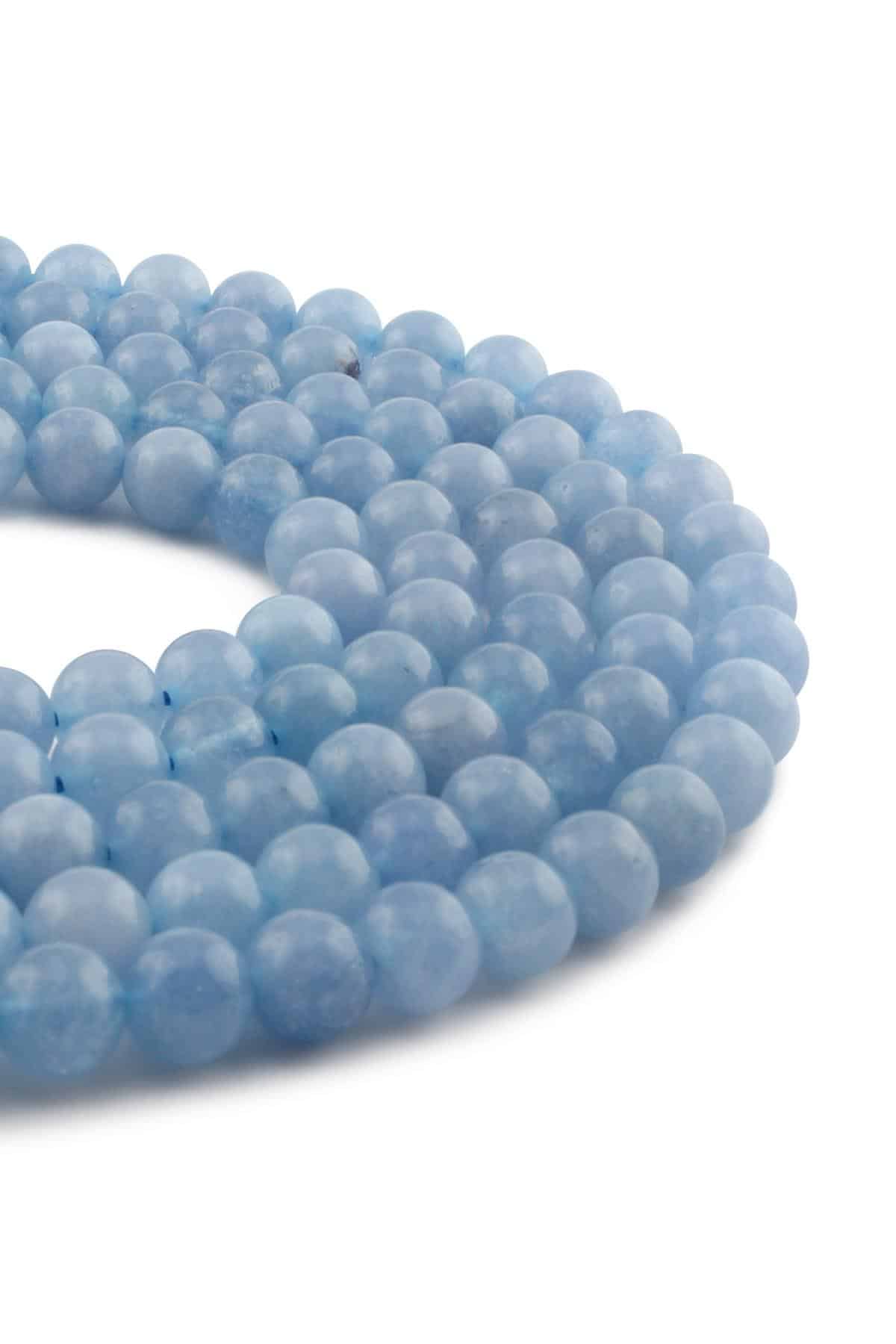Akuamarin Doğal Taş Parlak Küre Kesim 8mm Dizi [B]