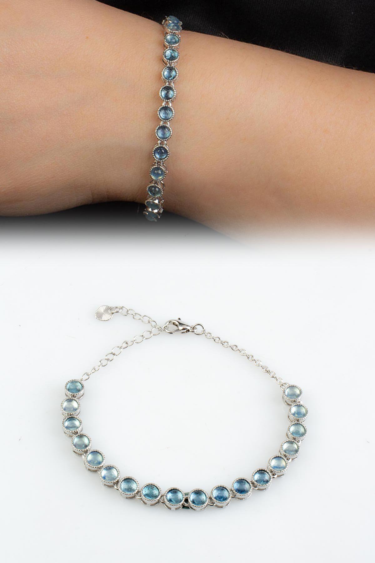 Akuamarin Doğal Taş Zincir Bileklik