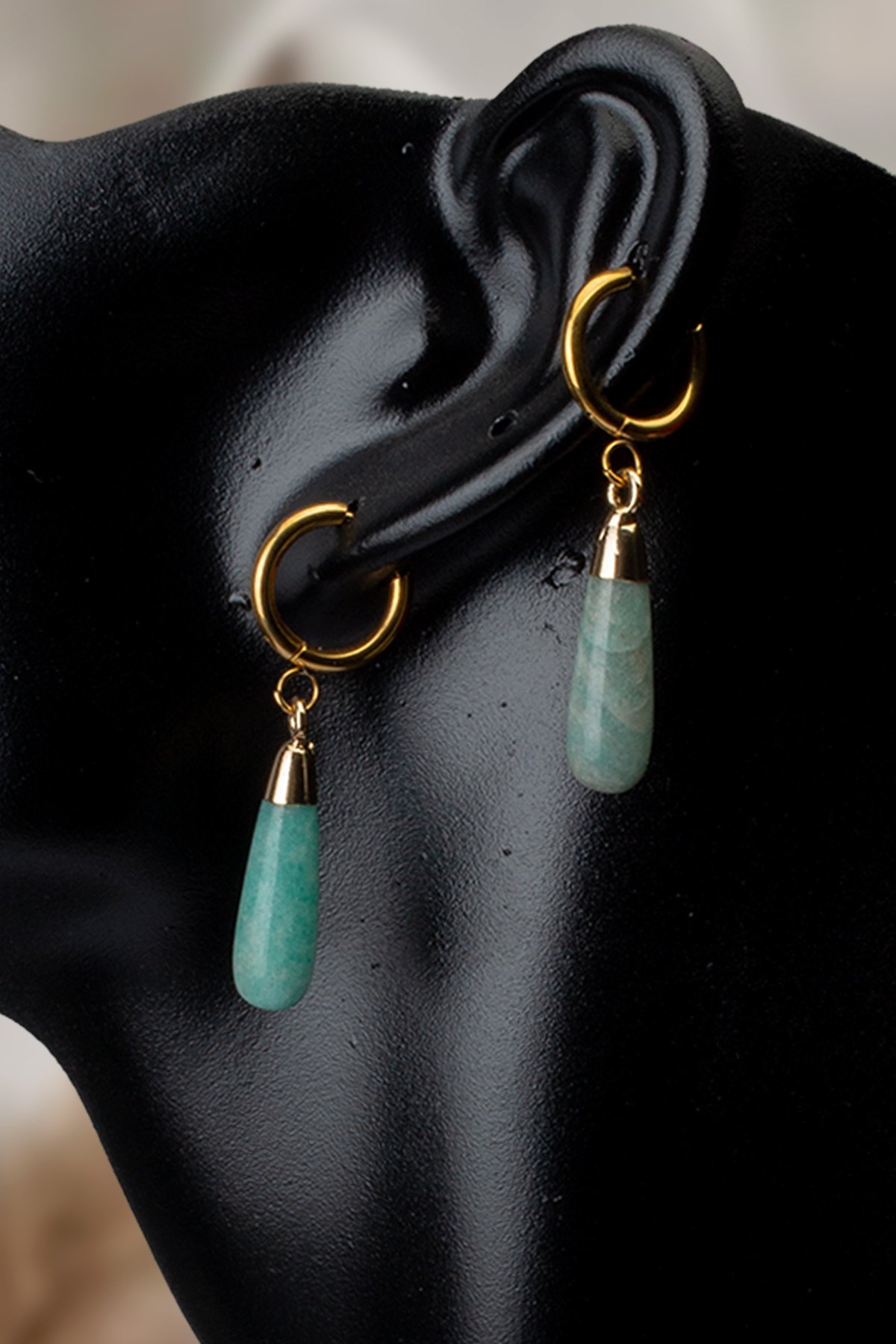 Amazonıt Doğal Taş Küpe