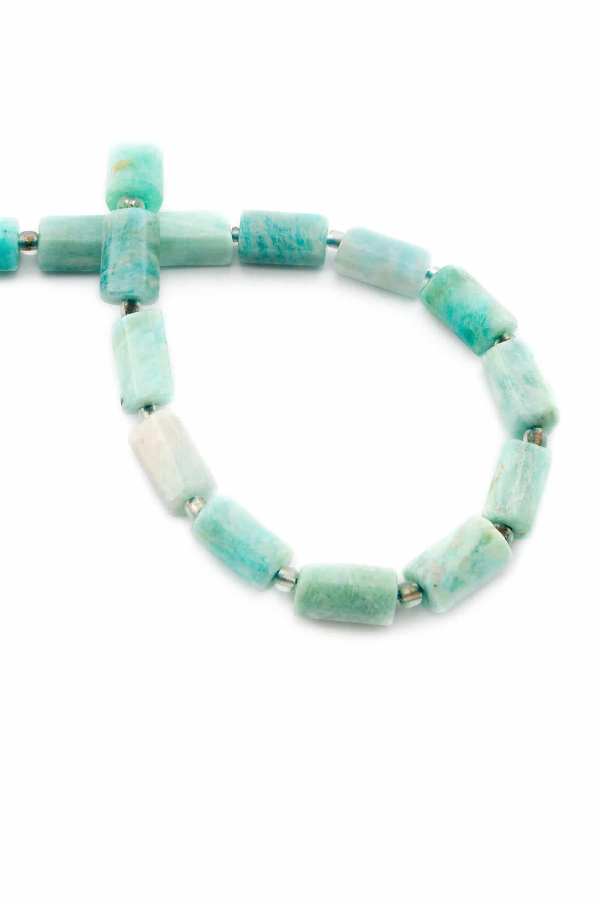 Amazonit Doğal Taş Parlak Silindir Kesim 7x12mm Dizi [AA]