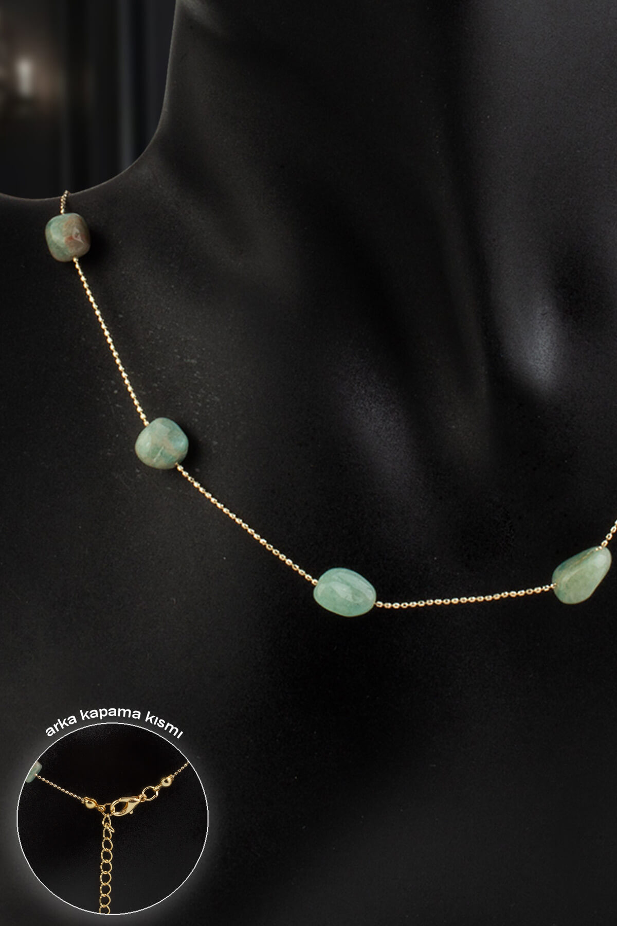 Amazonit Doğal Taş Tımbıl Kesim Taş Yapıştırma Kolye