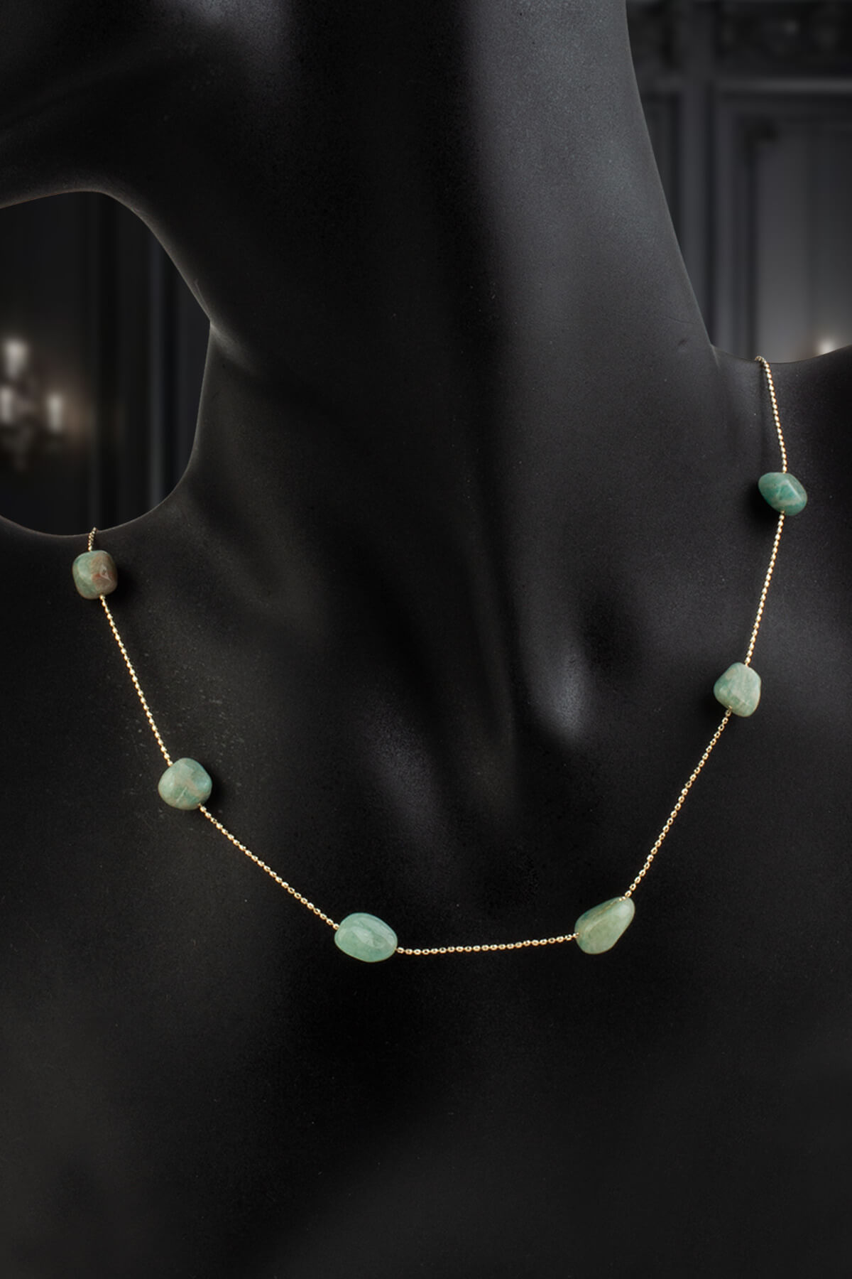 Amazonit Doğal Taş Tımbıl Kesim Taş Yapıştırma Kolye