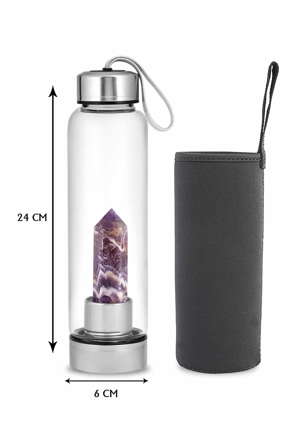 Ametist 500 Ml Cam Matara Su Şişesi Kılıflı