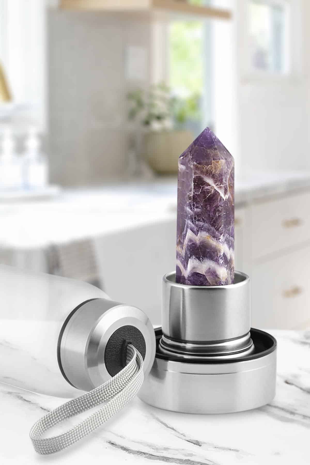 Ametist 500 Ml Cam Matara Su Şişesi Kılıflı