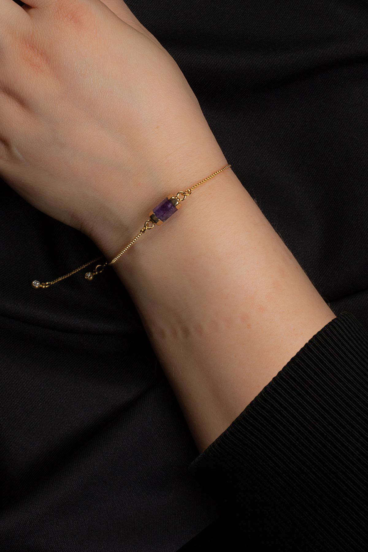 Ametıst Doğal Taş Asansör Sistemli Bileklik