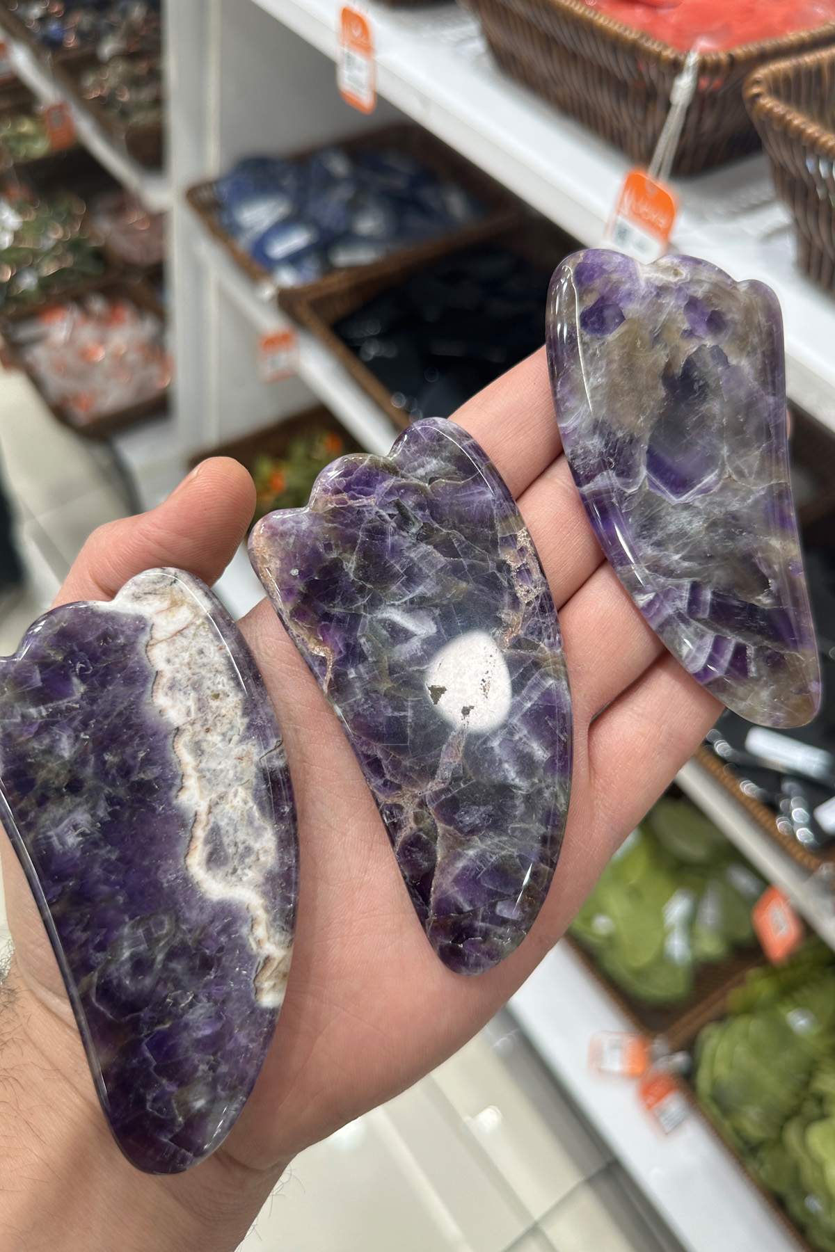 Ametist Doğal Taş Gua Sha Ördek Ayak Kesim Yüz Masaj Aleti