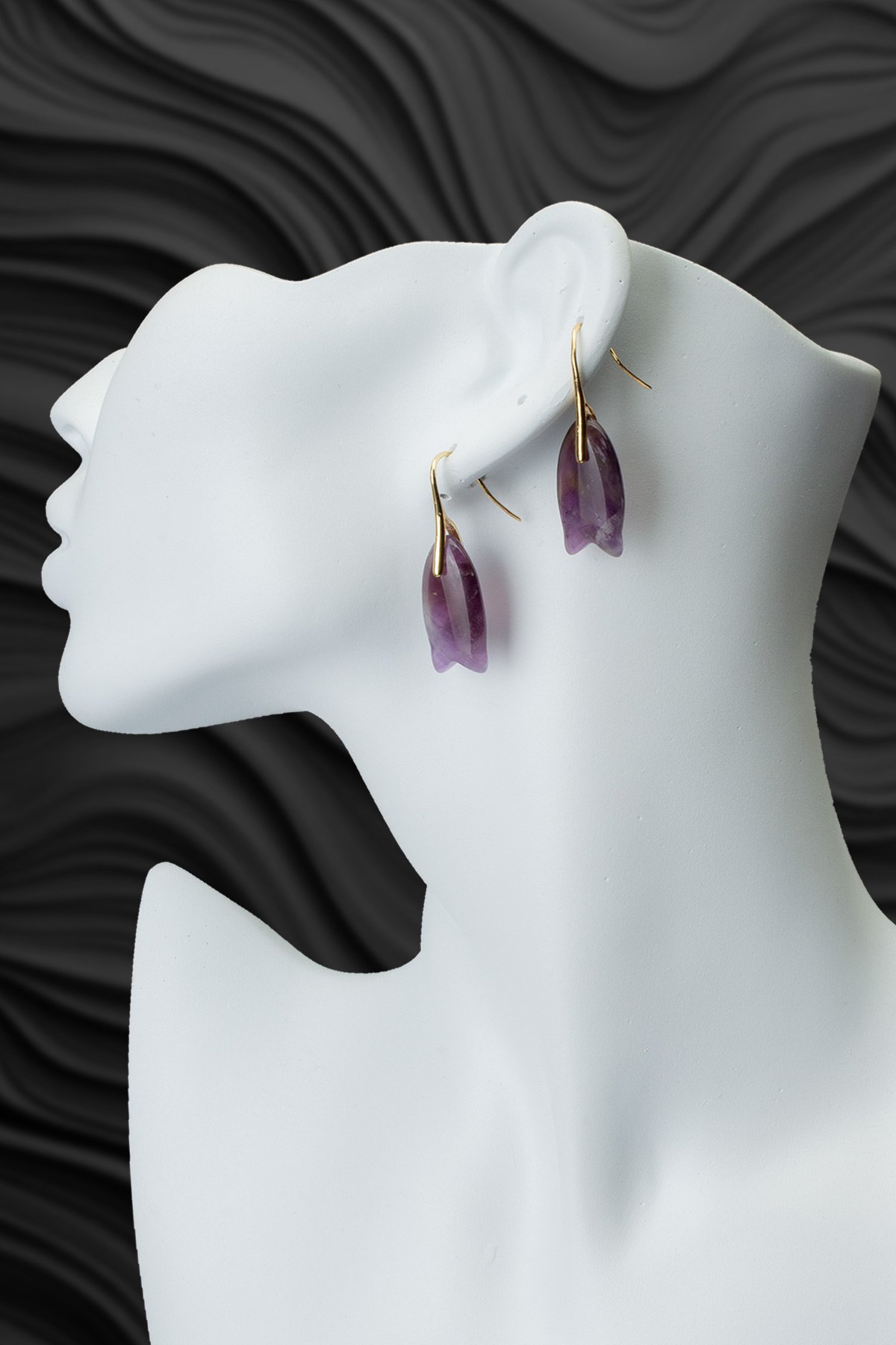 Ametıst Doğal Taş Küpe