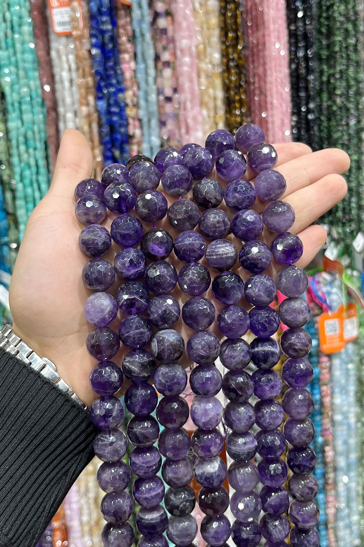 Ametist Doğal Taş Küre Faset Kesim 16mm Dizi