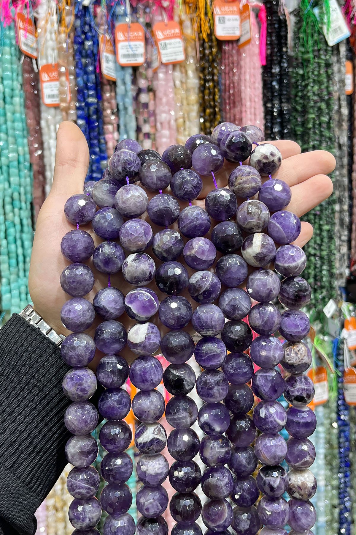 Ametist Doğal Taş Küre Faset Kesim 18mm Dizi